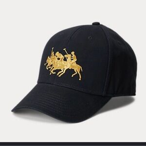 Polo Ralph Lauren Men's Lunar New Year Twill Ball Cap Gold Triple Pony Black Hat